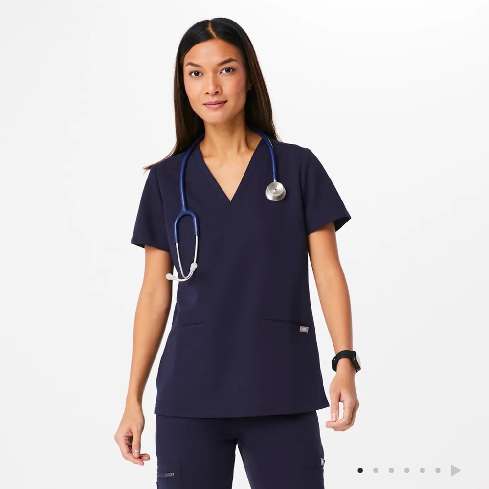 Figs Navy Blue Scrub Top